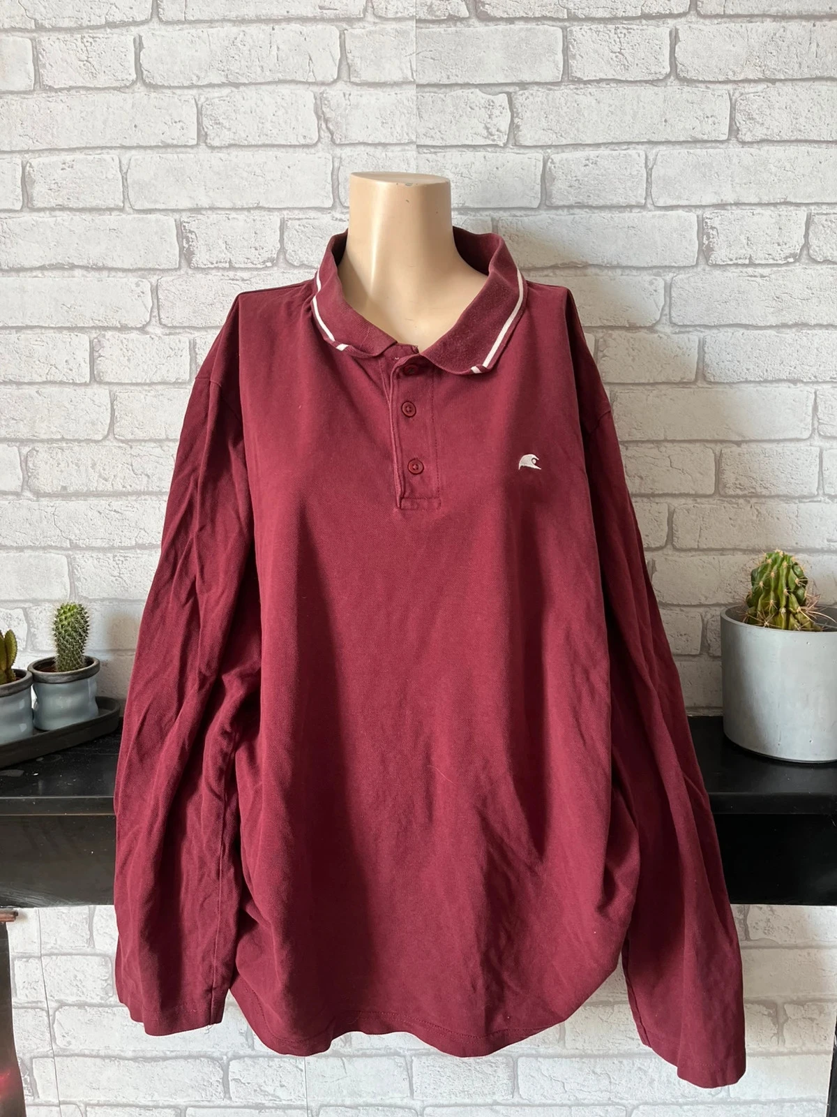 Polo bordeaux à manches longues – Taille 48 – Sans marque